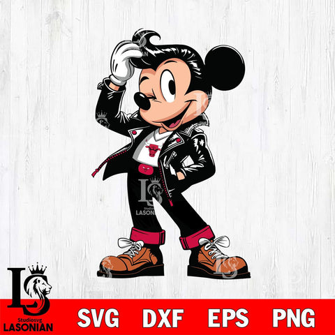 Chicago Bulls Handsome Mickey Mouse Svg Eps Dxf Png File, Digital Download, Instant Download