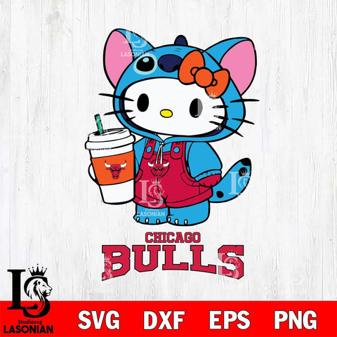 Chicago Bulls Hello Kitty Stitch Svg Eps Dxf Png File, NBA svg, Digital Download, Instant Download