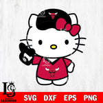 Chicago Bulls Hello Kitty basketball 2 Svg Eps Dxf Png File, Digital Download, Instant Download