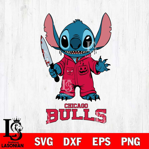 Chicago Bulls Stitch Horror 2 Svg Eps Dxf Png File, NBA svg, Digital Download, Instant Download