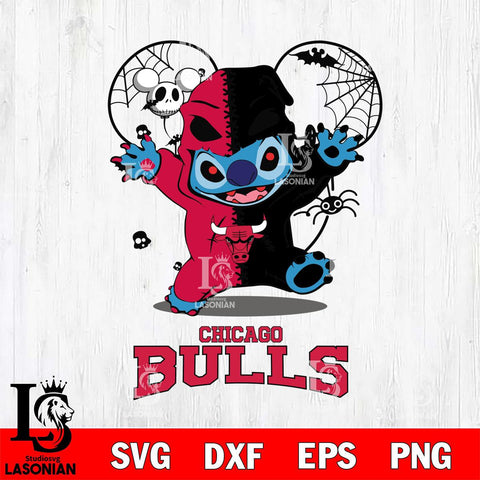 Chicago Bulls Stitch Horror Halloween 2 Svg Eps Dxf Png File, Digital Download, Instant Download