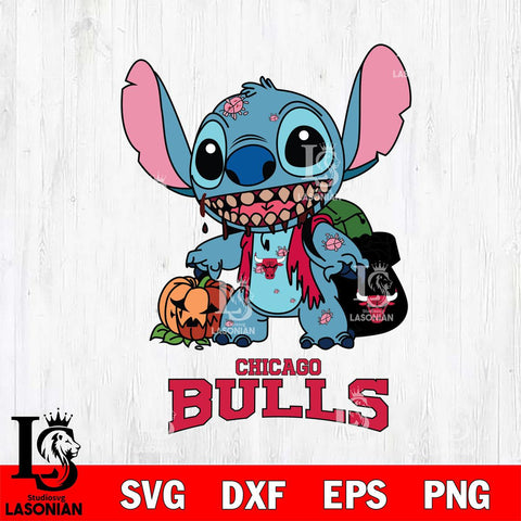 Chicago Bulls Stitch Zombie Svg Eps Dxf Png File, NBA svg, Digital Download, Instant Download