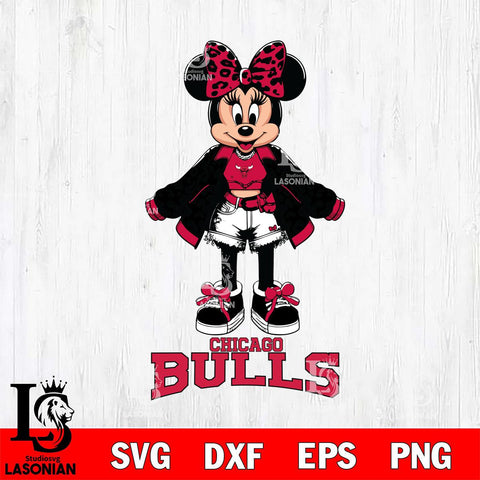 Chicago Bulls Style Minnie Disney Svg Eps Dxf Png File, Digital Download, Instant Download