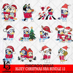 Chicago Bulls  Bluey Christmas NBA Bundle 12 Svg Eps Dxf Png File, Digital Download, Instant Download