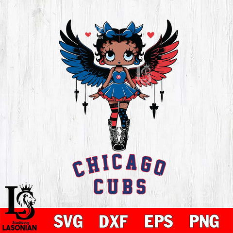 Chicago Cubs Anglel Black Fan Girl Betty Boop