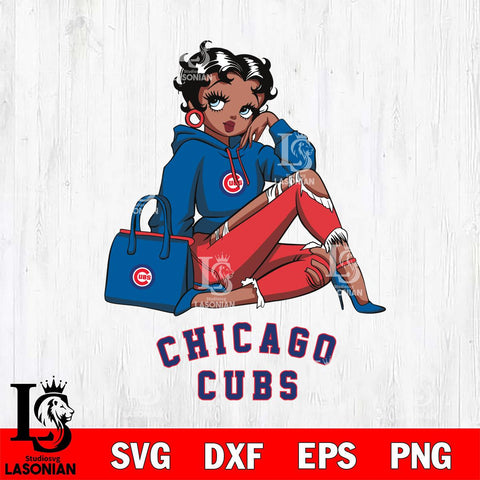 Chicago Cubs Awesome Black Fan Girl Betty Boop