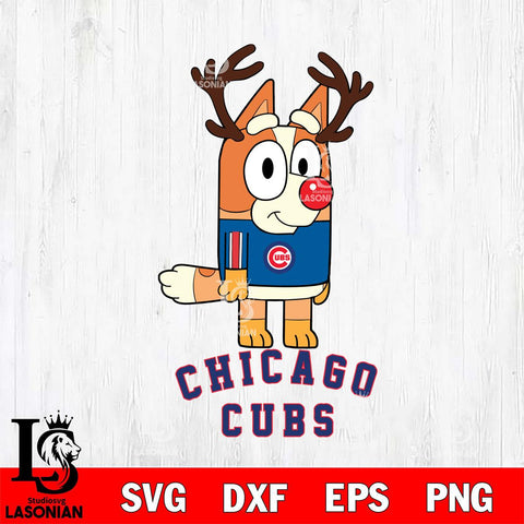 Chicago Cubs Bluey Chilli Christmas Deer Svg Eps Dxf Png File, Digital Download