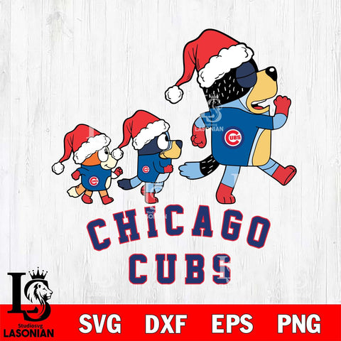 Chicago Cubs Bluey Family Christmas Svg Eps Dxf Png File, Digital Download