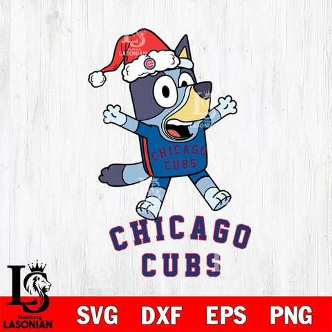 Chicago Cubs Bluey Happy Christmas Svg Eps Dxf Png File, Digital Download