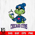 Chicago Cubs Boujee Grinch Heart Christmas Cut Files Cricut, Svg Dxf Eps Png file , Silhouette