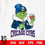 Chicago Cubs Boujee Grinch Leopard Christmas Cut Files Cricut, Svg Dxf Eps Png file , Silhouette