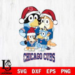 Chicago Cubs Christmas Bluey Family Sport Cricut , Christmas Svg , Bluey svg , Digital Download, dxf eps png pdf file