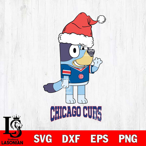 Chicago Cubs Christmas Bluey Say Hi Cricut , Christmas Svg , Bluey svg , Digital Download, dxf eps png pdf file