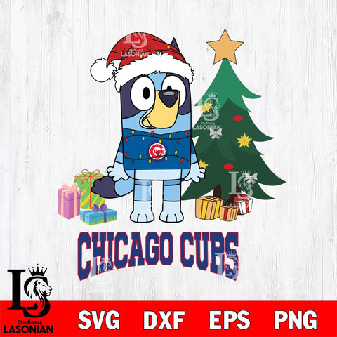 Chicago Cubs Christmas Bluey Tree Sport Cricut , Christmas Svg , Bluey svg , Digital Download, dxf eps png pdf file