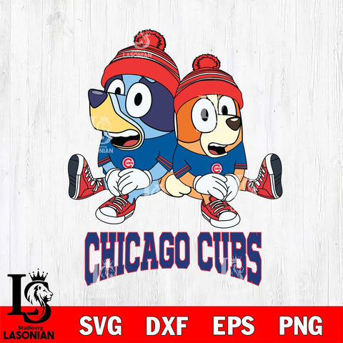 Chicago Cubs Christmas Bluey & Bingo Sit Cricut , Christmas Svg , Bluey svg , Digital Download, dxf eps png pdf file