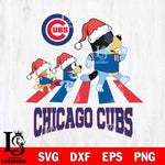 Chicago Cubs Christmas Family Bluey Walking Cricut , Christmas Svg , Bluey svg , Digital Download, dxf eps png pdf file