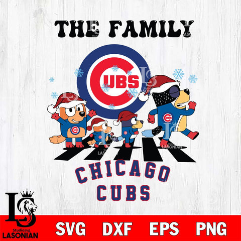 Chicago Cubs Family Bluey Christmas Svg Eps Dxf Png File, Digital Download