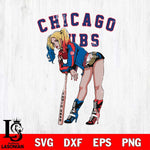 Chicago Cubs Fan Girl Harley Quinn MLB Svg Eps Dxf Png File, Digital Download, Instant Download