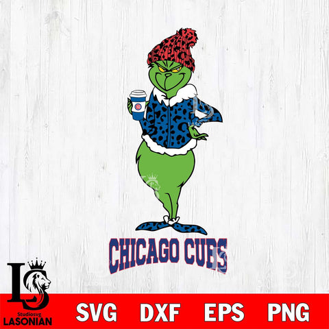 Chicago Cubs Grinch Leopard Coffee Svg Eps Dxf Png File, Digital Download, Instant Download