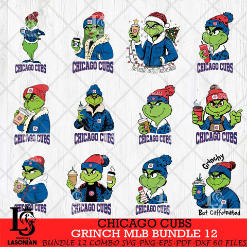 Chicago Cubs Grinch MLB Bundle 12 SVG Eps Dxf Png File, Digital Download, Instant Download