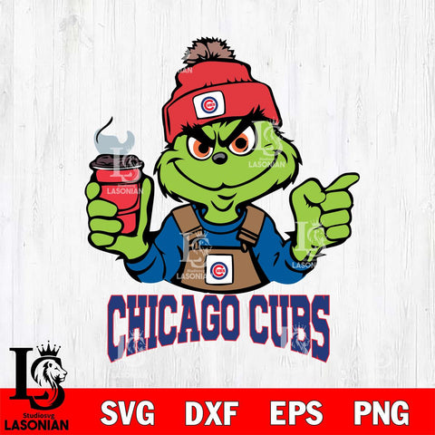 Chicago Cubs Grinch with coffee Svg Eps Dxf Png File, Digital Download, Instant Download