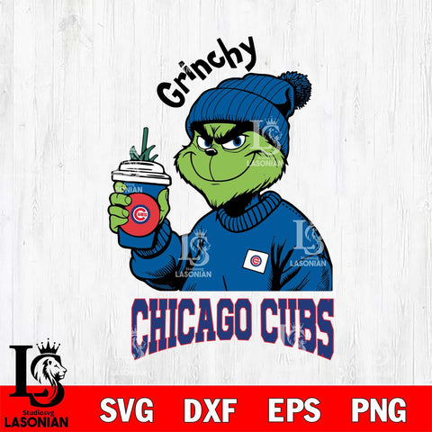 Chicago Cubs Grinchy Bougie Christmas Cut Files Cricut, Svg Dxf Eps Png file , Silhouette