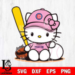 Chicago Cubs Hello Kitty Pink Baseball8 Svg Eps Dxf Png File, MLB svg, Digital Download, Instant Download