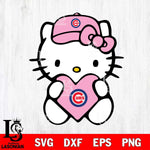 Chicago Cubs Hello Kitty Pink Baseball 4 Svg Eps Dxf Png File, MLB svg, Digital Download, Instant Download