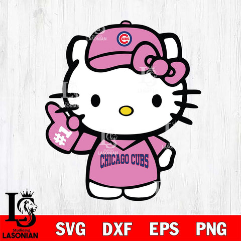 Chicago Cubs Hello Kitty Pink Baseball 7 Svg Eps Dxf Png File, MLB svg, Digital Download, Instant Download