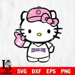 Chicago Cubs Hello Kitty Pink Baseball 9 Svg Eps Dxf Png File, MLB svg, Digital Download, Instant Download