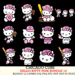 Chicago Cubs Hello Kitty Pink Bundle 12 SVG Svg Eps Dxf Png File, MLB svg, Digital Download, Instant Download