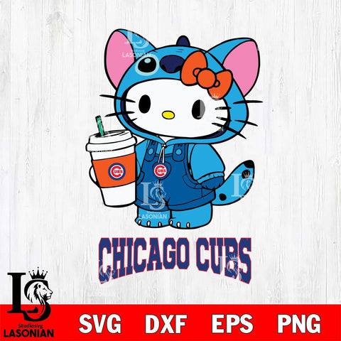 Chicago Cubs Hello Kitty Stitch Svg Eps Dxf Png File, MLB svg, Digital Download, Instant Download