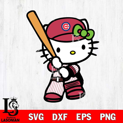 Chicago Cubs Hello Kitty sport 2 Svg Eps Dxf Png File, Digital Download, Instant Download