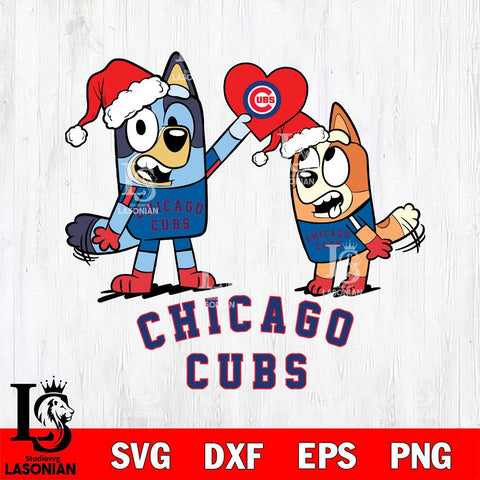 Chicago Cubs Love Bluey Christmas Svg Eps Dxf Png File, Digital Download