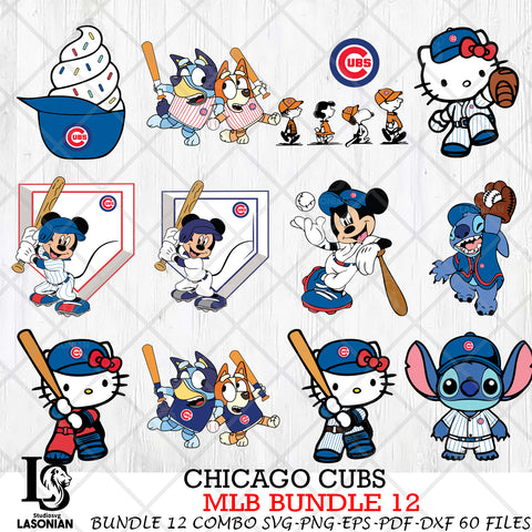 Chicago Cubs MLB Bundle 12 Svg Eps Dxf Png File, Digital Download, Instant Download