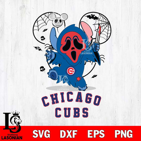 Chicago Cubs Stitch Ghost Face Halloween 2 Svg Eps Dxf Png File, Digital Download, Instant Download