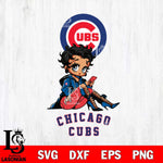 Chicago Cubs Style Black Fan Girl Betty Boop