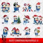 Chicago Cubs  Bluey Christmas MLB Bundle 12 Svg Eps Dxf Png File, Digital Download, Instant Download