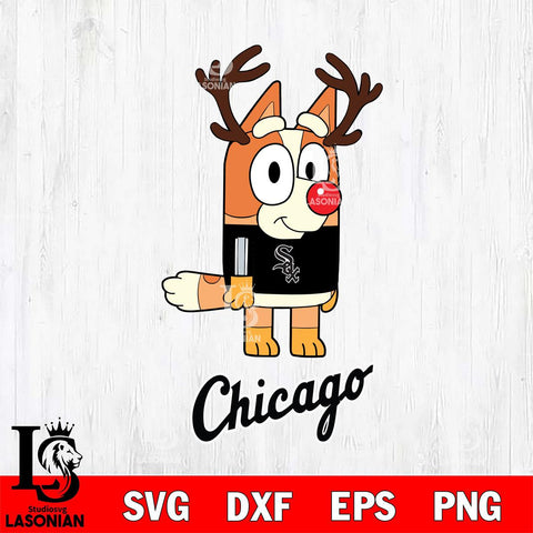 Chicago White Sox Bluey Chilli Christmas Deer Svg Eps Dxf Png File, Digital Download