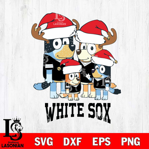 Chicago White Sox Christmas Bluey Santa Family Cricut , Christmas Svg , Bluey svg , Digital Download, dxf eps png pdf file