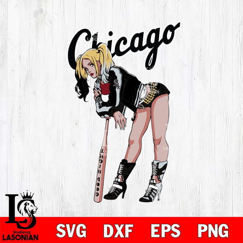 Chicago White Sox Fan Girl Harley Quinn MLB Svg Eps Dxf Png File, Digital Download, Instant Download