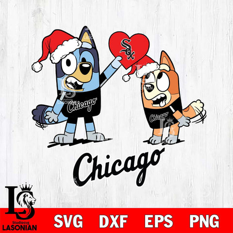 Chicago White Sox Love Bluey Christmas Svg Eps Dxf Png File, Digital Download