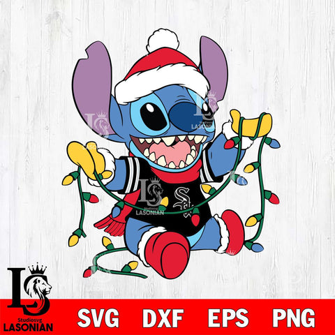 Chicago White Sox Stitch Christmas Lights SVG DXF EPS PNG file, Cut file cricut, Instant Download