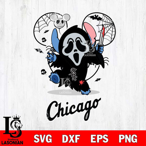 Chicago White Sox Stitch Ghost Face Halloween 2 Svg Eps Dxf Png File, Digital Download, Instant Download