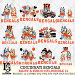 Cincinnati Bengals Bluey & Bingo Bundle 12 SVG Eps Dxf Png File, Bundle NFL svg, Digital Download, Instant Download