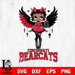 Cincinnati Bearcats Anglel Black Fan Girl Betty Boop, Svg Eps Dxf Png File, Digital Download