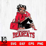 Cincinnati Bearcats Awesome Black Fan Girl Betty Boop, Svg Eps Dxf Png File, Digital Download