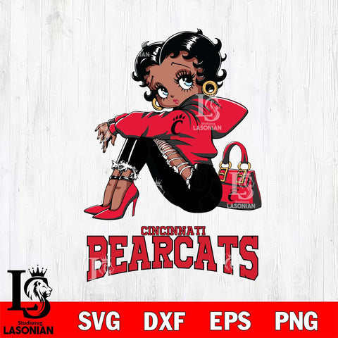 Cincinnati Bearcats Betty Boop Black Fan Girl Svg Eps Dxf Png File, Digital Download, Instant Download