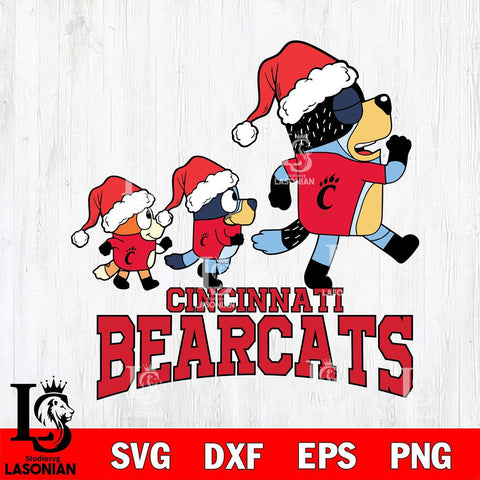 Cincinnati Bearcats Bluey Family Christmas Svg Eps Dxf Png File, Digital Download