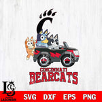 Cincinnati Bearcats Bluey friends car Svg Eps Dxf Png File, NCAA svg, Digital Download, Instant Download